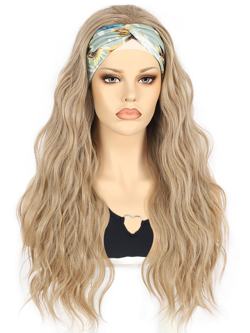 26 inch Headband Wigs Synthetic Long Wavy Ash Blonde Wigs | DM203620 - Anogol