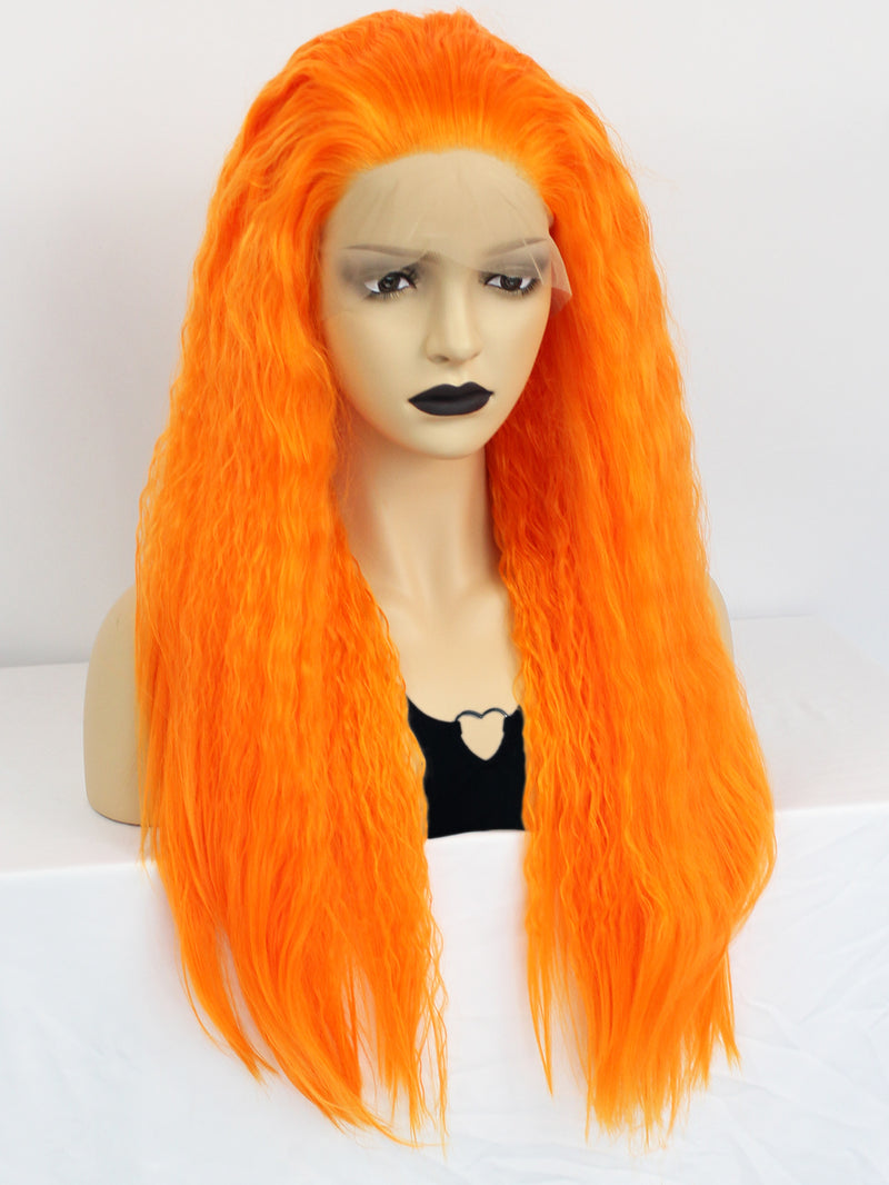 13*3 Curly Orange Synthetic Lace Front Wig | G1808608 - Anogol