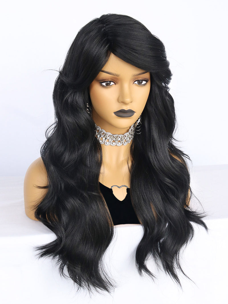 20 inch Wavy Black Synthetic Wigs for Women | FU2031745 - Anogol