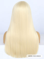 26 inches Straight Blonde Synthetic Wigs with Bangs | FU2031732 - Anogol