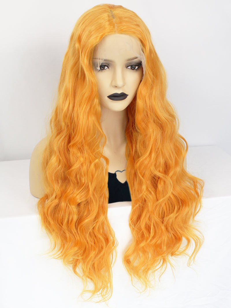 13*1 T Shape Curly Orange Synthetic Lace Front Wig | G1904968 - Anogol