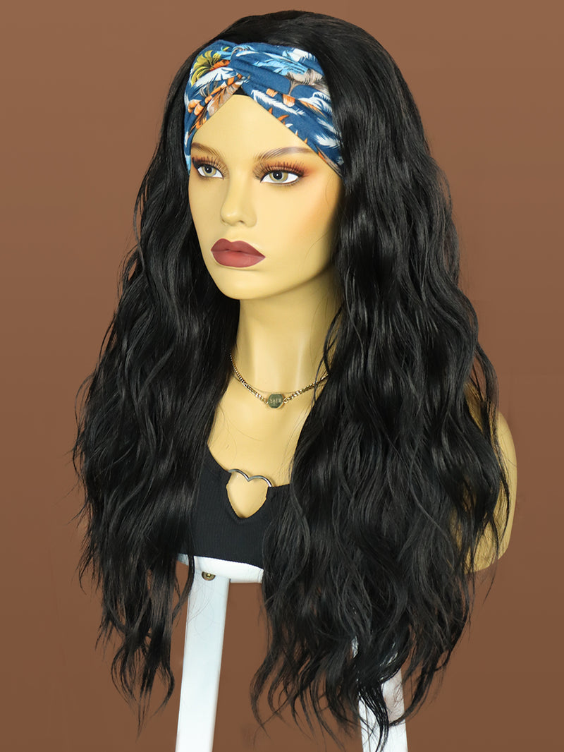 26 inch Long Black Wavy Headband Wigs for Black Women| DM203614 - Anogol