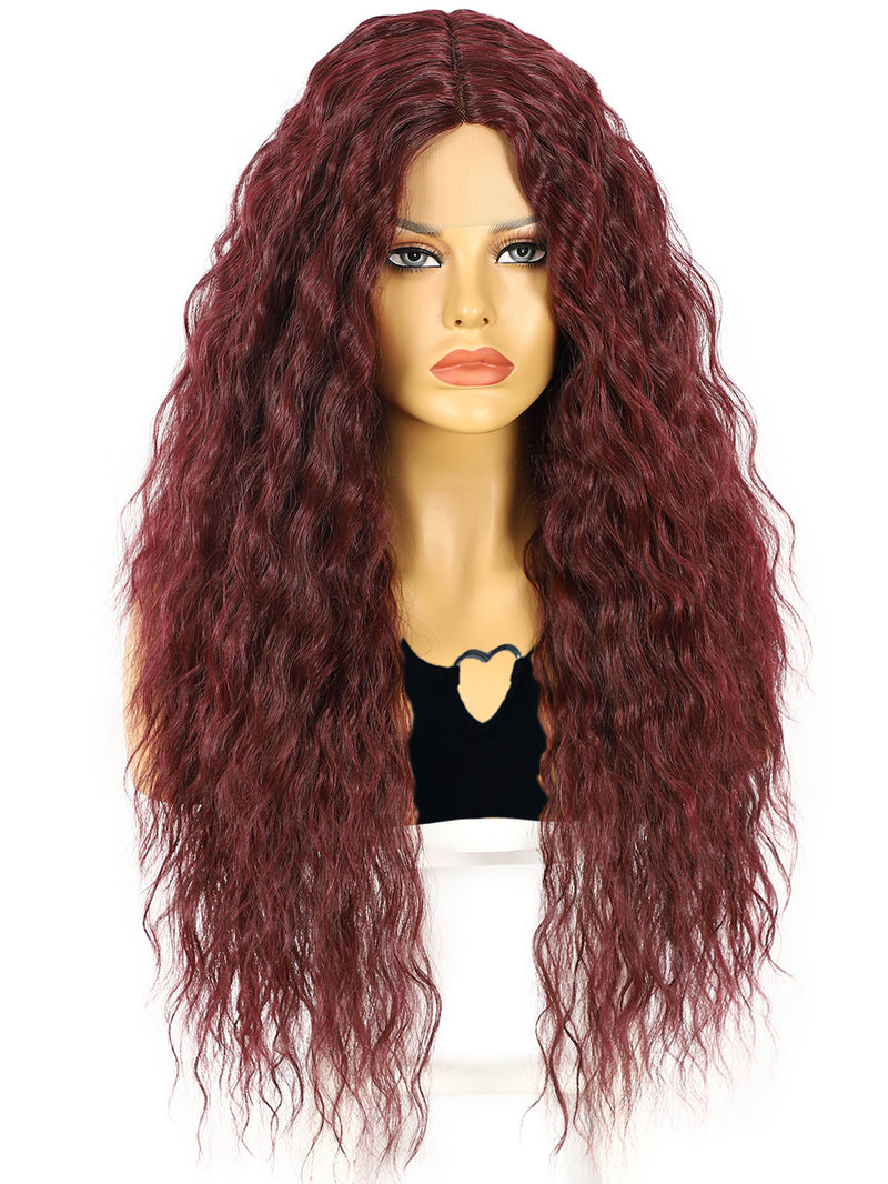 13*1 Copper Red Curly Synthetic Lace Front Wig for Women| FU1905035C - Anogol