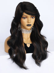 24 inch Wavy 2 Tone Black and Brown Synthetic Wigs | FU2031726 - Anogol