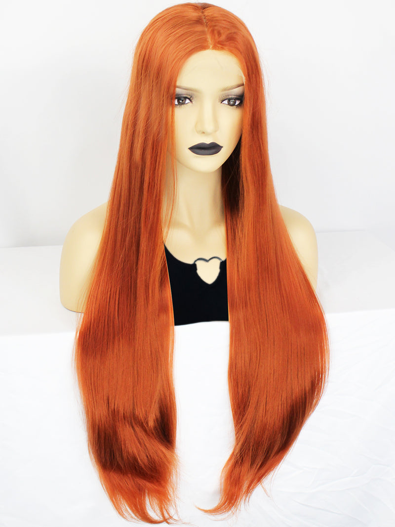 13*1 T Shape Straight Orange Synthetic Lace Front Wig | G1611077C - Anogol