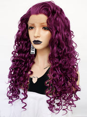 13*3 Curly Purple Synthetic Lace Front Wig for Women | G1611207 - Anogol