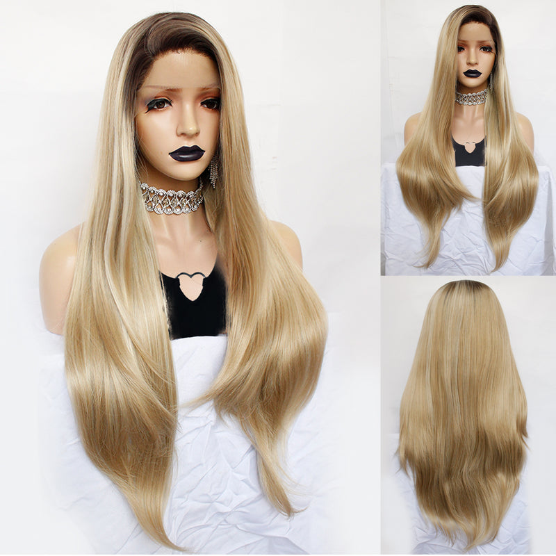 13*1 Wavy Synthetic Platinum Blonde Lace Front Wig for Women | G1611017C - Anogol