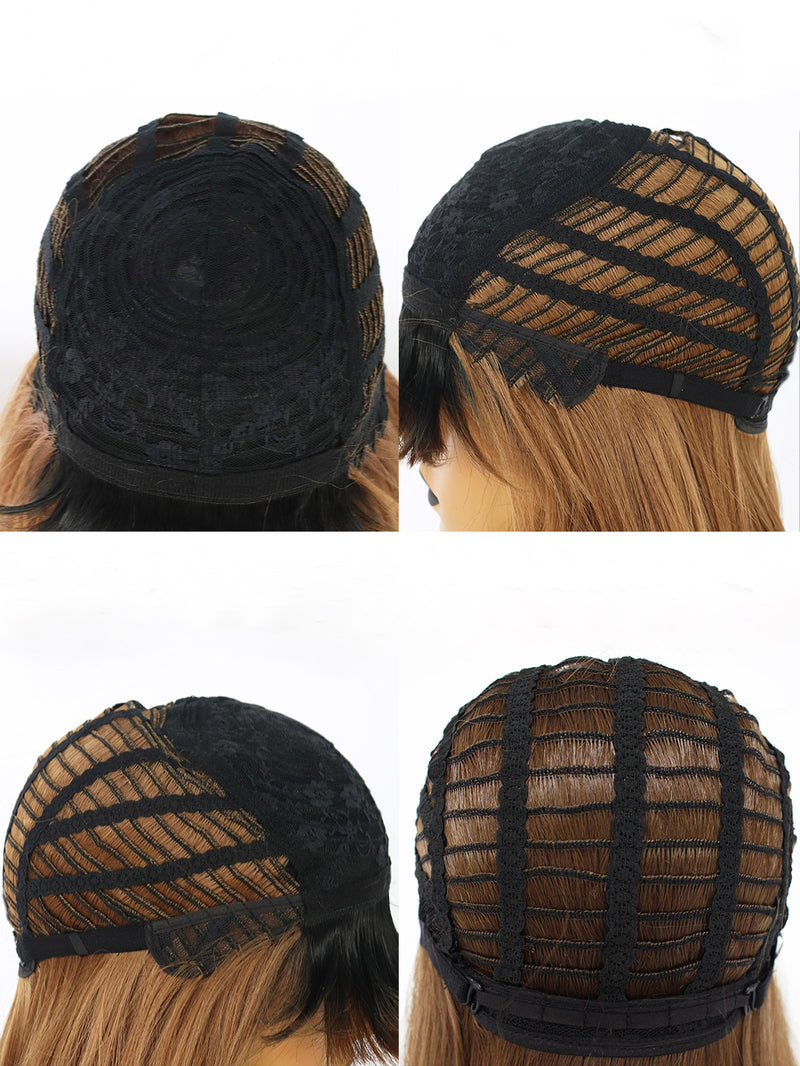 24 inch Wavy Black Ombre Blonde Synthetic Wigs | FU2031735 - Anogol