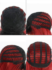 23 inches Straight Black Ombre Red Synthetic Wigs with Bangs | FU2031743 - Anogol