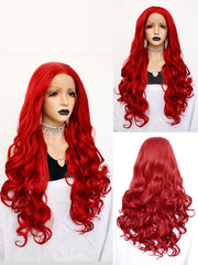 13*1 T Shape Curly Synthetic Red Lace Front Wig | G1611057C - Anogol