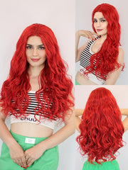 13*1 Wavy Red Lace Front Wig Synthetic Hair | G1707535C - Anogol