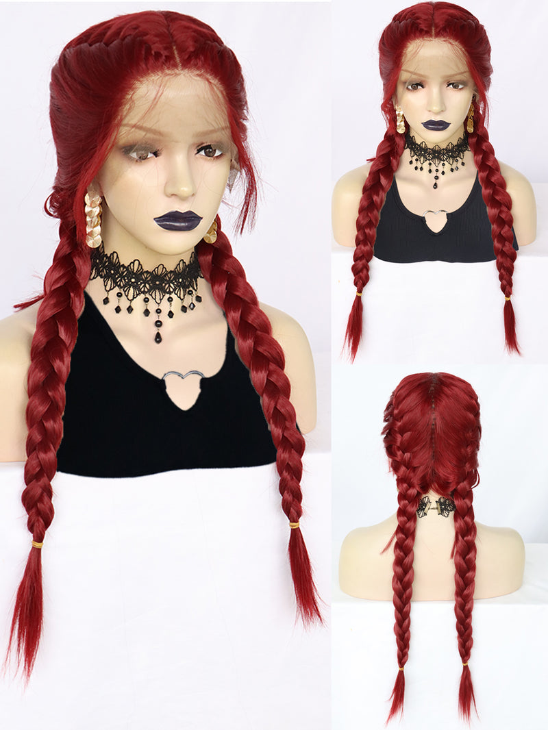 13*1 Red Braided Lace Front Wig for Black Women | G1904828C - Anogol