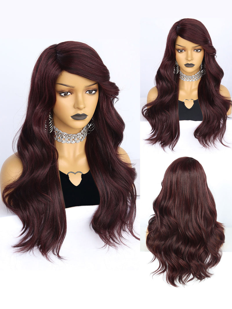 26 inch Wavy Wine Red Synthetic Wigs for Women | FU2031731 - Anogol