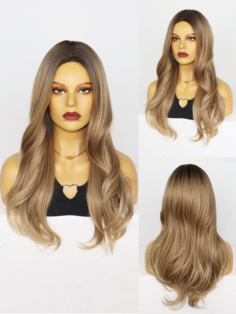 Long Wavy Synthetic Hair Ombre Blonde Wig for Women | LC277-3 - Anogol