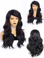 25 inch Wavy Black Synthetic Wigs for Women | FU2031710 - Anogol