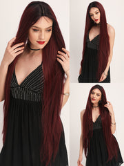 13*1 Burgundy Red Super Long Lace Front Wigs | FU1904706 - Anogol