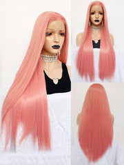 13*1 Long Straight Pink Lace Front Wig for Women | G1901630C - Anogol