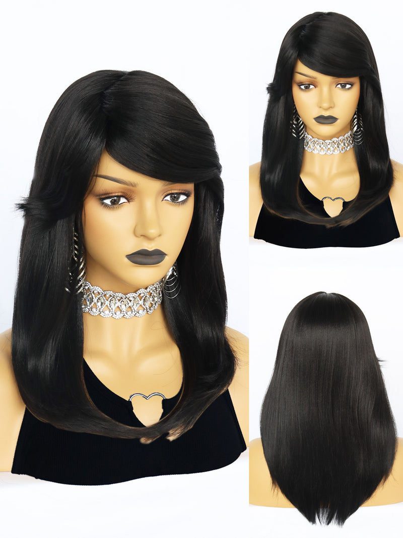 20 inches Straight Black Synthetic Wigs | FU2031746 - Anogol