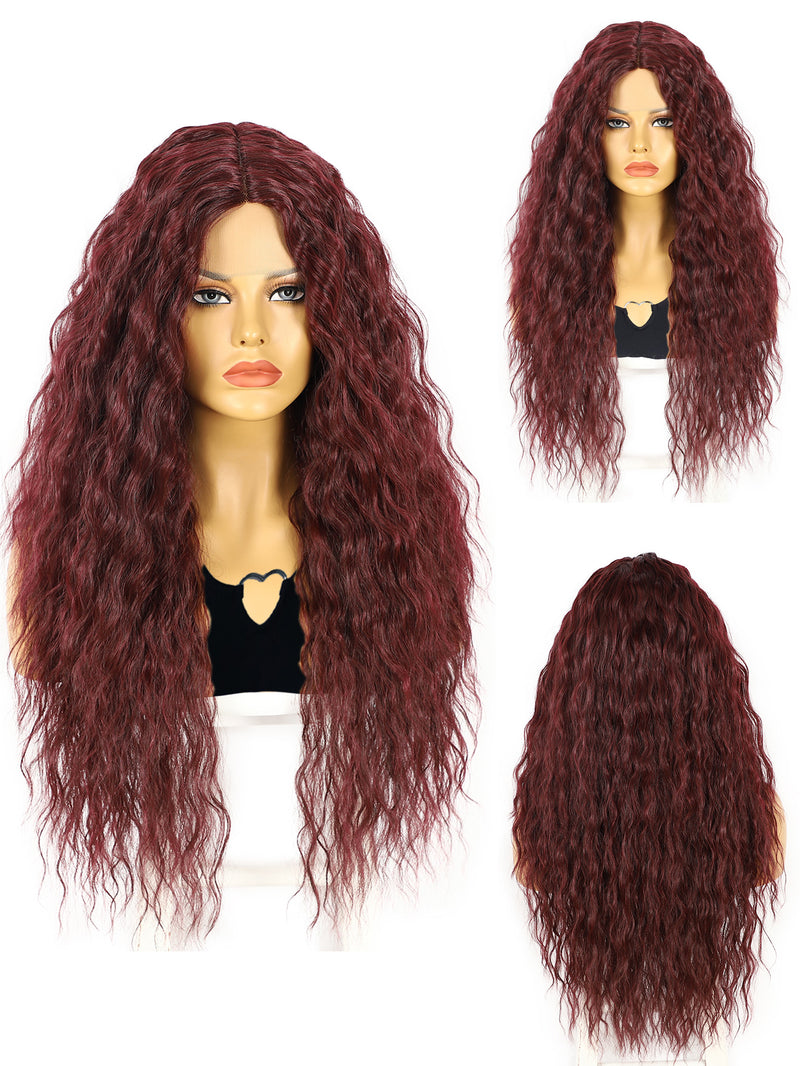 13*1 Copper Red Curly Synthetic Lace Front Wig for Women| FU1905035C - Anogol