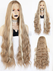 13*1  2 Tone Ombre Blonde Wavy Synthetic Lace Front Wig | G1904763C - Anogol