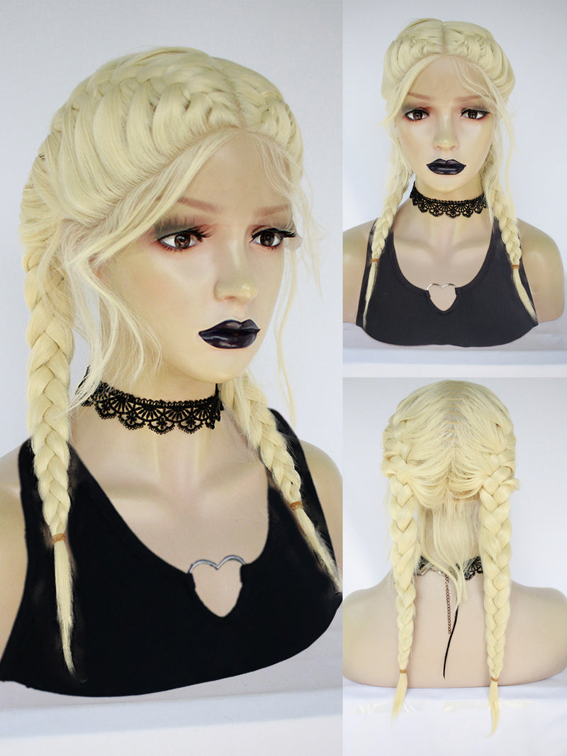 13*1 White Braided Lace Front Wig for Black Women | G1707524C - Anogol