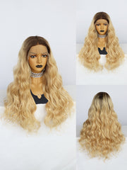 13*1 Curly 2 Tone Ombre Blonde Lace Front Wig | G1707527C - Anogol