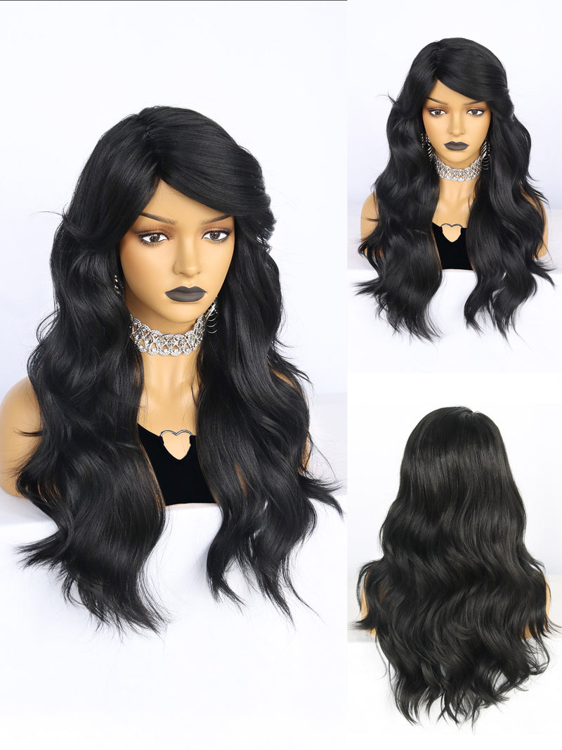 20 inch Wavy Black Synthetic Wigs for Women | FU2031745 - Anogol