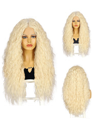 13*1 T Shape Curly Synthetic Blonde Lace Front Wig | FU1905029C - Anogol