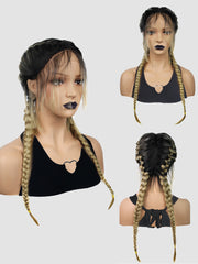 13*1 T-Part Wigs Ombre Black Blonde Braided Lace Front Wig | X1707266C - Anogol