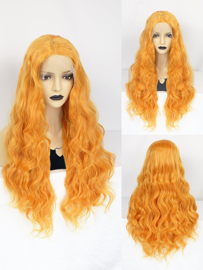 13*1 T Shape Curly Orange Synthetic Lace Front Wig | G1904968 - Anogol