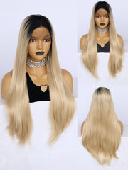 13*3 2 Tone Black Blonde Straight Lace Front Wig for Women | G1904833 - Anogol