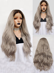 13*1 T Shape Wigs 2 Tone Ombre Gray Wavy Lace Front Wig | G1901653C - Anogol