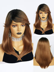 20 inch Straight Black Ombre Blonde Synthetic Wigs | FU2031712 - Anogol