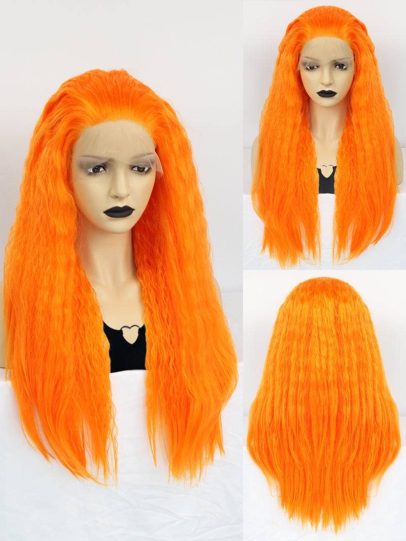 13*3 Curly Orange Synthetic Lace Front Wig | G1808608 - Anogol