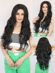 13*1 Wavy Black Lace Front Wig Synthetic Hair | G1611002C - Anogol