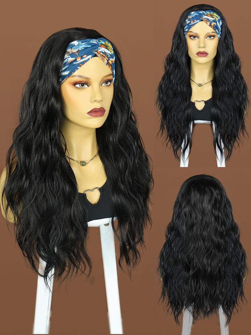 26 inch Long Black Wavy Headband Wigs for Black Women| DM203614 - Anogol