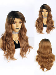 24 inch Wavy Black Ombre Blonde Synthetic Wigs | FU2031735 - Anogol