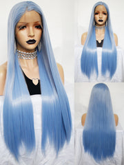 13*1 T Shape Straight 2 Tone Ombre Blue Lace Front Wig | G1901632C - Anogol