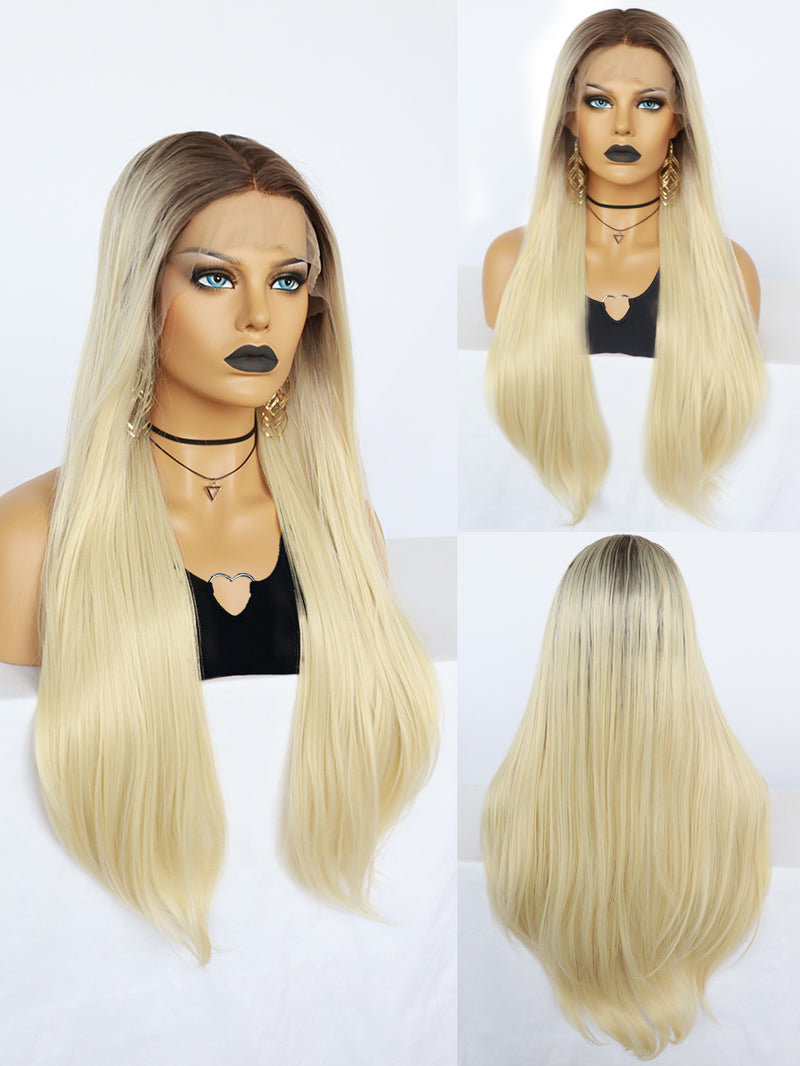 13*1 Straight 2 Tone Ombre brown Blonde Lace Front Wig | G1707538C - Anogol