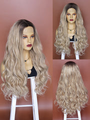 13*1 Wavy 2 Tone Ombre Blonde Lace Front Wig Synthetic Hair | G1901633C - Anogol