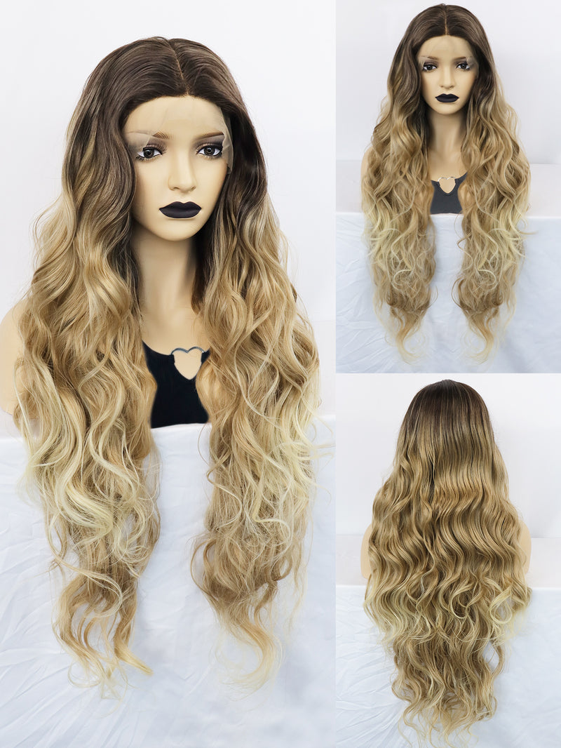 13*1 Curly 2 Tone Ombre Blonde Lace Front Wig | G1707312C - Anogol