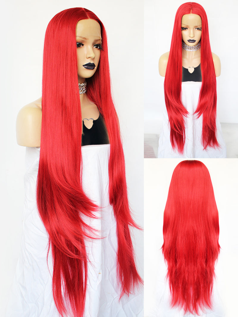 13*1 Long Red Straight Lace Front Wig for Women | G1904710C - Anogol