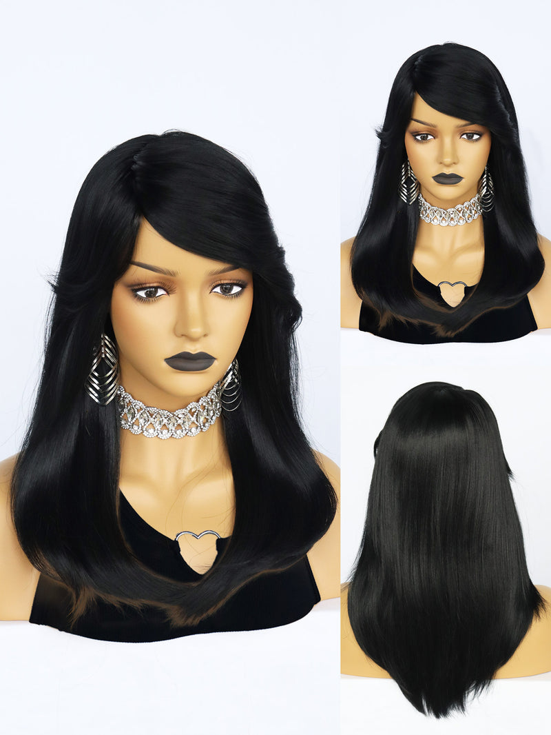 20 inches Straight Black Synthetic Wigs | FU2031747 - Anogol