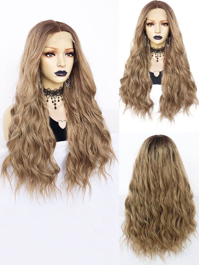 13*1 T Shape Wavy Blonde Lace Front Wig | G1904849C - Anogol