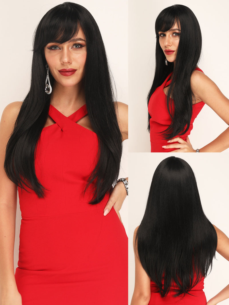 Black Wig with Bangs Synthetic Hair | DM1810843 - Anogol