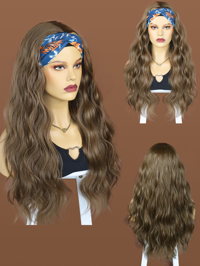 26 inch Long Wavy Brown Headband Wigs for Black Women| DM203612 - Anogol