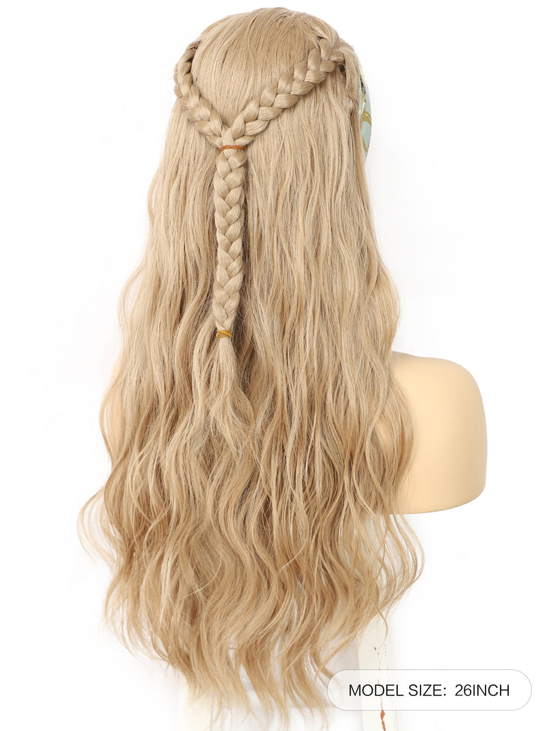 26 inch Headband Wigs Synthetic Long Wavy Ash Blonde Wigs | DM203620 - Anogol