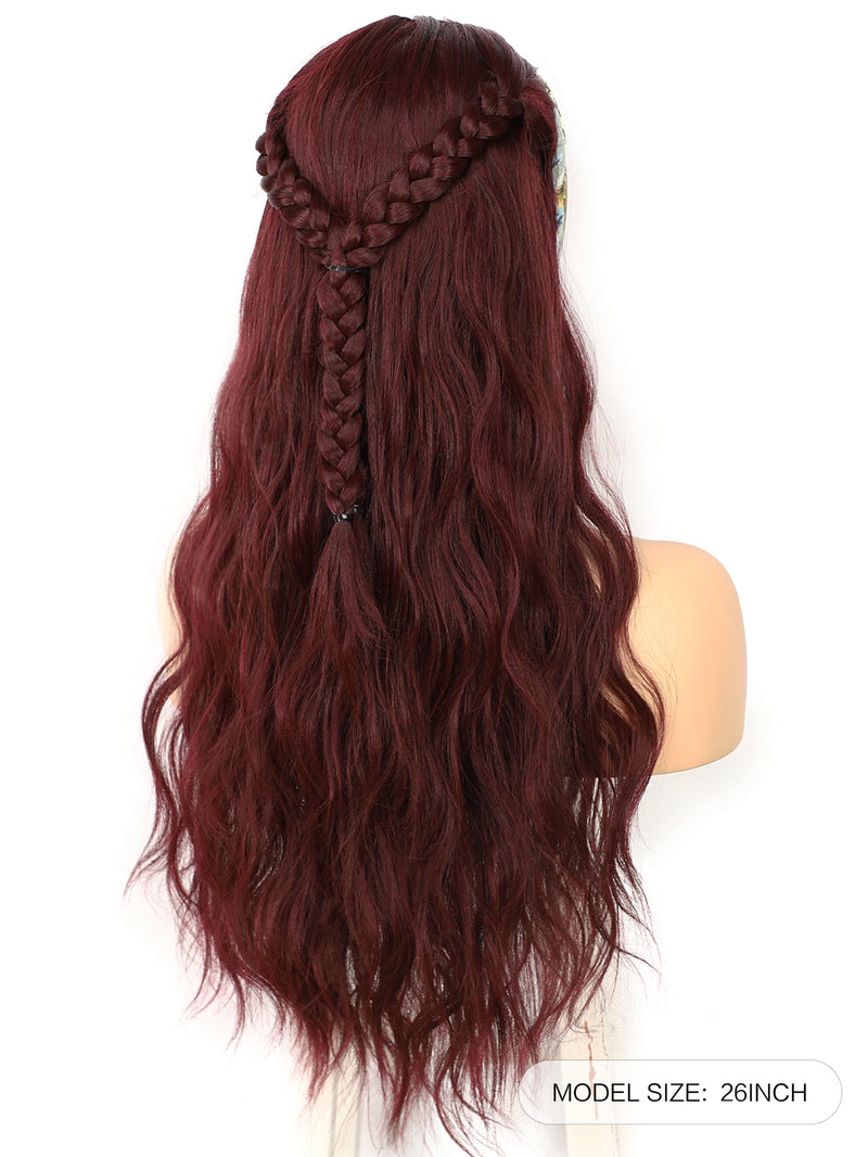 26 inch Long Wavy Burgundy Red Headband Wigs | DM203621 - Anogol